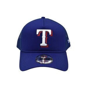 New Era 9FORTY MLB Texas Rangers MLB A-Frame Trucker Snapback Hat Cap Royal Blue